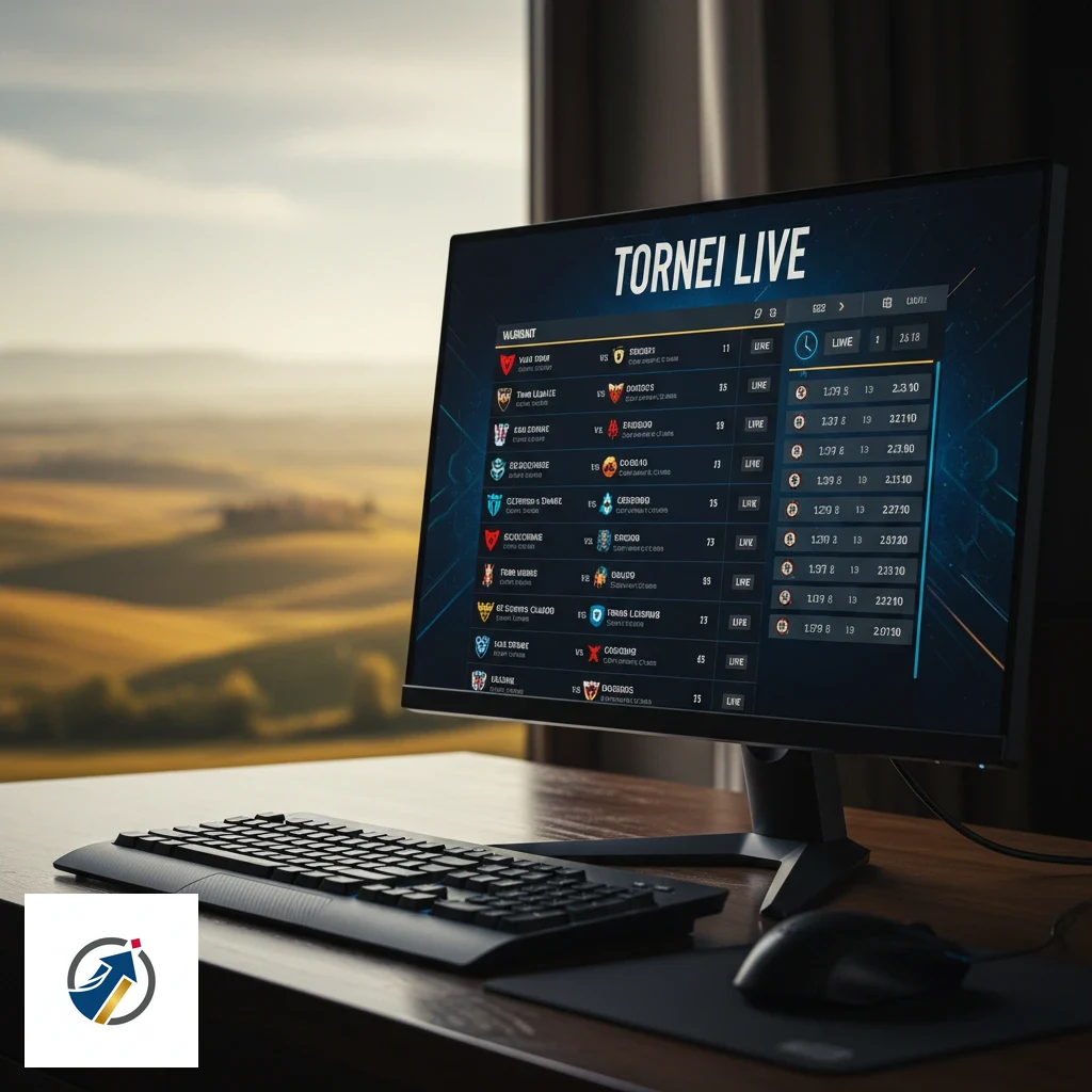 Interfaccia con palinsesto dei tornei esport in diretta e quote aggiornate in tempo reale.